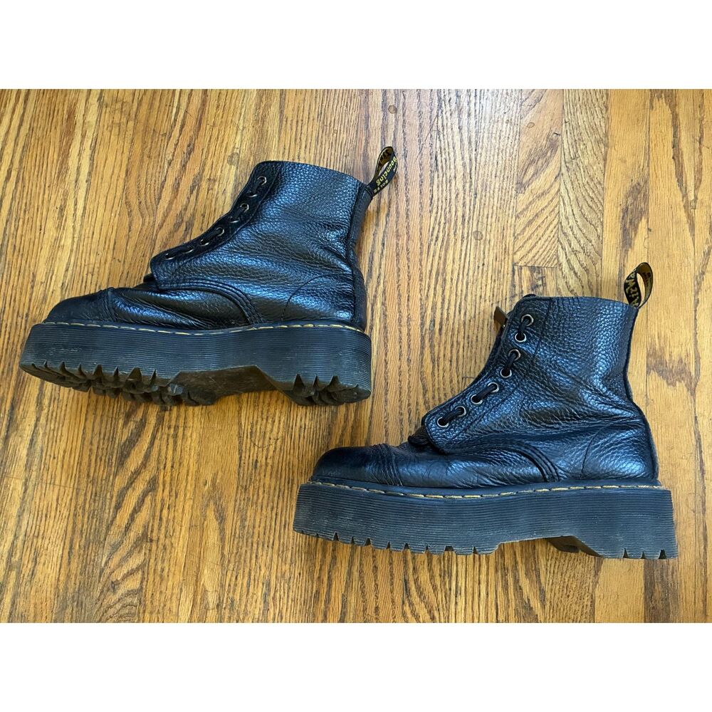 Dr. Martens Black Sinclair Lace Up Zip Platform Boots Women's Size 8 - Picture 7 of 9